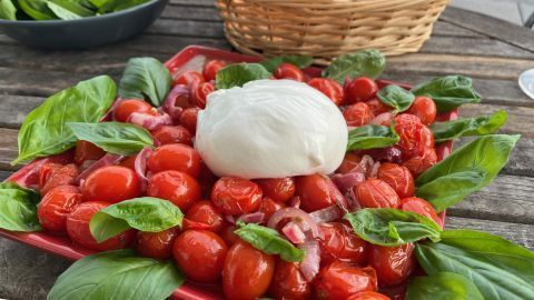 Warmer Honig-Tomaten-Salat mit Burrata di Bufala