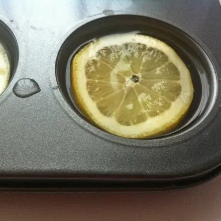 Große Eiswürfel mit ganzer Zitronenscheibe herstellen